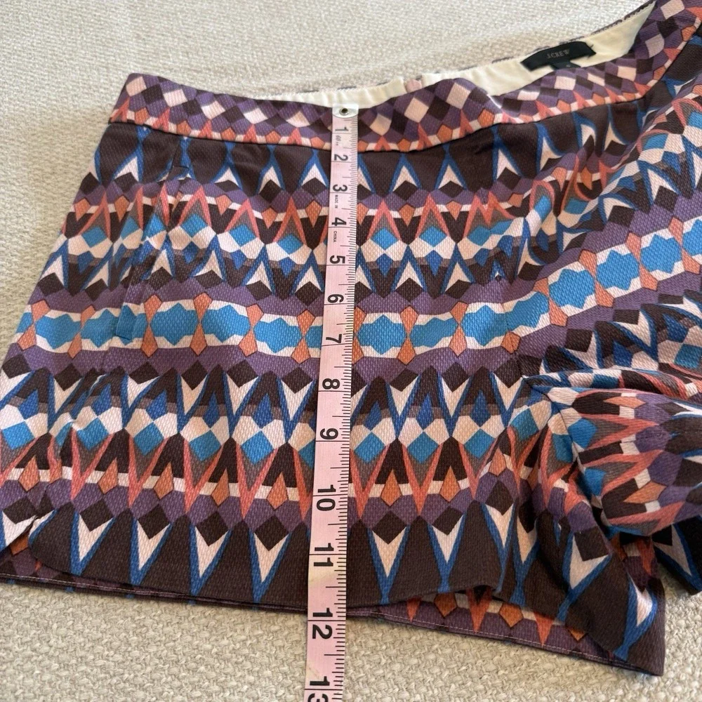 J‎ Crew Shorts Tribal Print Back Zipper Cotton Stretch A6430 Womens 6